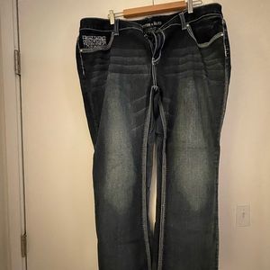 Size 20W Rhythm & Blues distressed bootcut jeans.